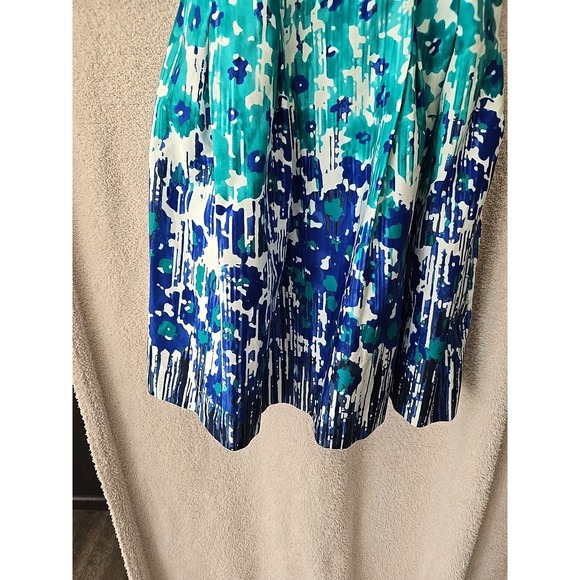 Calvin Klein Blue White Floral Watercolor Strapless Dress Blue/turquoise Size 12 - Picture 3 of 16